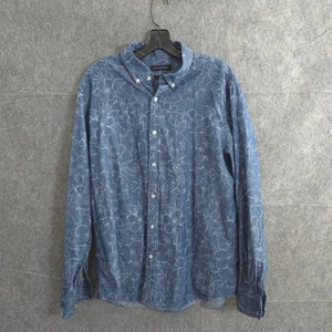 Banana Republic Slim Fit Button Down Hemd Herren Large Allover Blumenmuster Blau - Bild 1 von 13