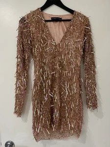 A Star is Born Women's Sequin Glitter Bodycon Dress Long Sleeve Rose Gold 10 - Bild 1 von 9