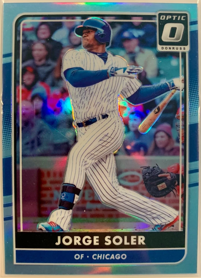 2016 PANINI DONRUSS OPTIC #98 JORGE SOLER BLUE REFRACTOR CHICAGO CUBS /50 - Image 1 of 2