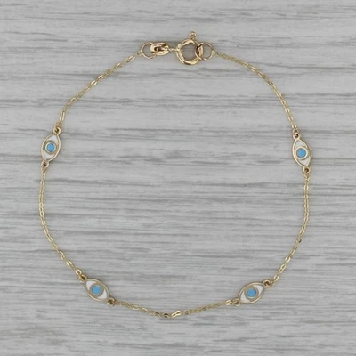 Pulsera Ojo Todo Lo Ve Oro Amarillo 14k Cadena Cable 7" Foto 1 de 4