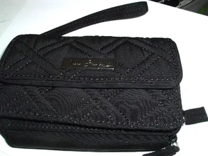 Vera Bradley schwarze Geldbörse, Kartenetui, einfarbig mit Riemen Neu mit Etikett - Bild 1 von 5