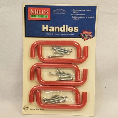 Vintage Mills Pride Red Nylon Cabinet Drawer Handles Pulls - Image 1 of 4