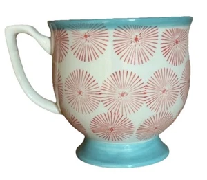 Discontinued Pioneer Woman Happiness Red Turquoise Starburst Coffee Cup Mug - Picture 1 of 4