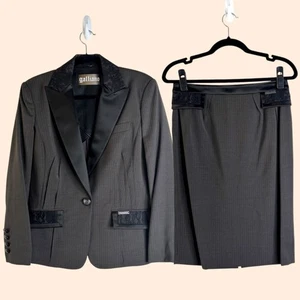 John Galliano Vintage Wolle Spitze Rock Anzug Set - Bild 1 von 12