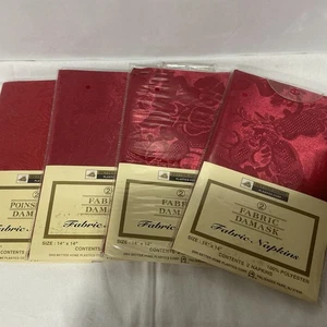 Tovaglioli in tessuto damascato rosso. Set di 8. 14"x14" - Foto 1 di 3