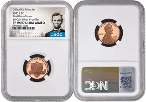 2025 S Lincoln Cent 1C 10Coin Silver Proof NGC PF69 RD UCameo First Day Of issue - Picture 1 of 1