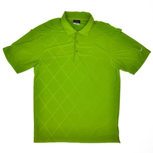 Nike Golf Mens S Polo Shirt Green Diamond Reflective Pattern Dri-Fit Performance - Picture 1 of 11