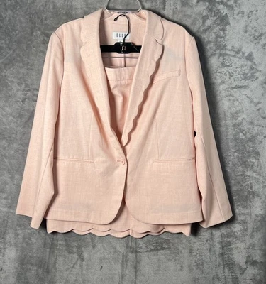 Traje de mujer Elle 2 piezas falda talla 14 línea A blazer botón único talla XXL rosa Foto 1 de 4