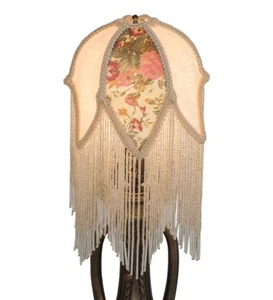 Meyda Tiffany 11644 Fabric and Fringe 12" Tall Lamp Shade - Silver - Picture 1 of 1