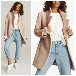 Reiss Sicily Wool Blend Mid Length Coat In Pale Pink Womens Size UK12 US8 NWT - Picture 1 of 14
