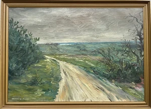 Impressionist Weite Landschaft mit Feldweg Ölbild antik  - Bild 1 von 15