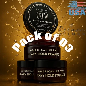 American Crew Heavy Hold Pomade Gel Pomata Capelli Uomo Alta Lucidità 3 Oz (Confezione da 03) - Foto 1 di 5