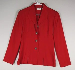 Abito donna blazer Liz Claiborne con bottoni manica lunga colletto taglia 4 rosso - Foto 1 di 7
