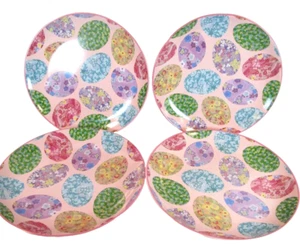 Rosanna Set of 4 Porcelain Easter Egg Plates Pink W Multicolor 8" D Art Pottery - Picture 1 of 12