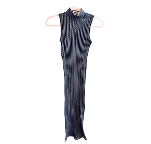 Forever 21 grau blau Stehkragen Bodycon Maxikleid klein gerippt sexy Bleistift - Bild 1 von 7