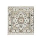 3'1"x3'1" Ivory 250 KPSI Nain Flower Design Wool Hand Knotted Square Rug R64758