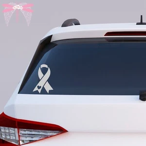 Brain Cancer Heart Awareness Ribbon Gray Vinyl Decal Stickers 22 Sizes - Picture 1 of 3