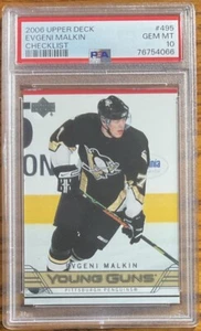 2006-07 Upper Deck Young Guns Checklist Evgeni Malkin #495 PSA 10 Gem Mint - Foto 1 di 2