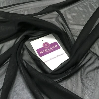MIDTEX £2.99 Plain Black 2 way stretch Net mesh Fabric 147cm M720-65 Mtex
