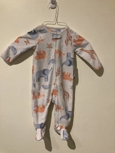 NWT Carter's Child of Mine Gray Safari Animals Footed Sleeper 6-9M - Picture 1 of 3