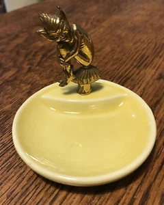 Vintage Trinket Dish Coin Key Dish. Lucky Pixie Piskie. Gold And Yellow. Wade. - Picture 1 of 6