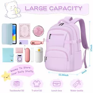 Cute Girls Backpack Kids Aesthetic School Bag Travel Laptop Child Bookbags - Picture 1 of 5
