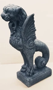 24" Royal Griffin Gargoyle Gryphon Mythical Lion Antique Grey Finish  - Picture 1 of 7