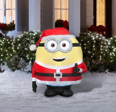 🎄Gemmy 3 Ft Airblown Inflatable Minion Otto in Santa Suit Christmas #110007🎅