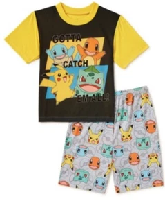 POKEMON Pajamas Boys 7/8 NEW PIKACHU Pajamas Shirt Shorts Pjs 2 Piece Set NWT - Picture 1 of 3