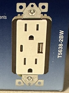 NUEVO Salida dúplex resistente a la manipulación Leviton 18W Decoración con carga USB tipo A y C - Imagen 1 de 3