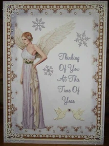 HANDMADE PERSONALISED FANTASY RELIGIOUS CHRISTMAS CARD THINKING OF YOU ANGEL - Picture 1 of 4