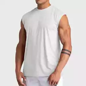Men Tank Tops Quick Dry Polyester Mesh Breathable for Men Workout Firness Muscle - Picture 1 of 30