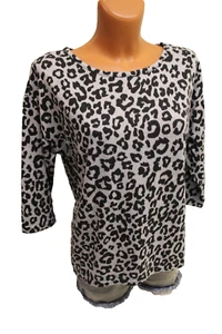 dünner Pullover L 42/44 Pulli Damen 3/4-Arm Leoparden Muster grau Damen - Bild 1 von 3
