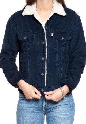 Chaqueta de camionero vintage de pana para mujer Levis Sherpa color azul marino 361370028 Foto 1 de 3