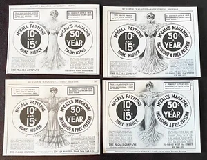 Edwardian Ladies Dresses McCALL MAGAZINE&FASHION PATTERNS Vtg 1900s Print Ad Lot - Picture 1 of 5