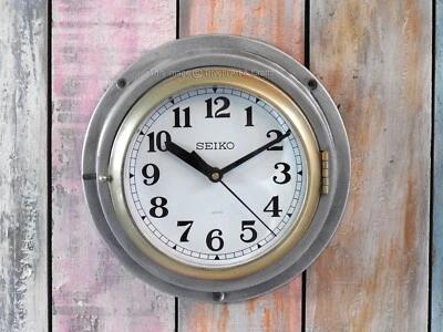 Antique Maritime Seiko Wall Clock Nautical Slave Industrial Ship Brass Aluminium - Image 1 of 4