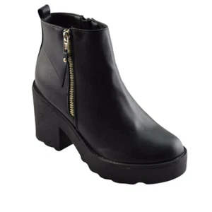 Truffle Pearl 1 Micro Black Pu Damen Stiefelette Plateau Vegan Boots Combat Boot - Bild 1 von 6