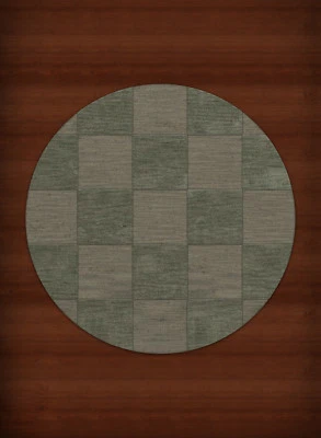 Green Transitional Hand Hooked Checkered Squares Grid Area Rug Checked DV15 - Image 1 of 2
