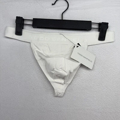 Todd Sanfield Thong Underwear Mens Medium White Supima Cotton Minimal String NEW - Image 1 of 4