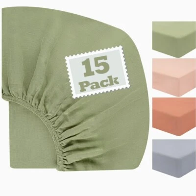 Muslin Fitted Crib Sheets 100% Cotton, Ultra-Soft 15 PACK (Green 28" X 52") - Image 1 of 4