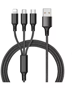 3-IN-1 Fast Charging Cable Type c For Samsung Galaxy, iPhone - Picture 1 of 1