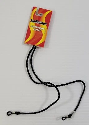 *L3) Gafas Sunrunner Vinilo Trenzado Negro Cordón Gafas Foto 1 de 4