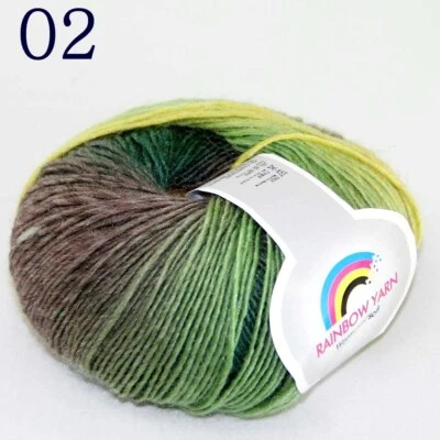 Hot 1Ball*50g Soft Cashmere Wool Rainbow Wrap Shawl DIY Hand Knitwear Yarn 02 - Image 1 of 4