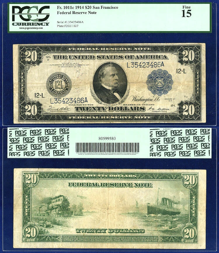 USA 1914 FRN SAN FRANCISCO $20 TYPE C - FR 1011c PCGS CURRENCY FINE 15 - Image 1 of 1