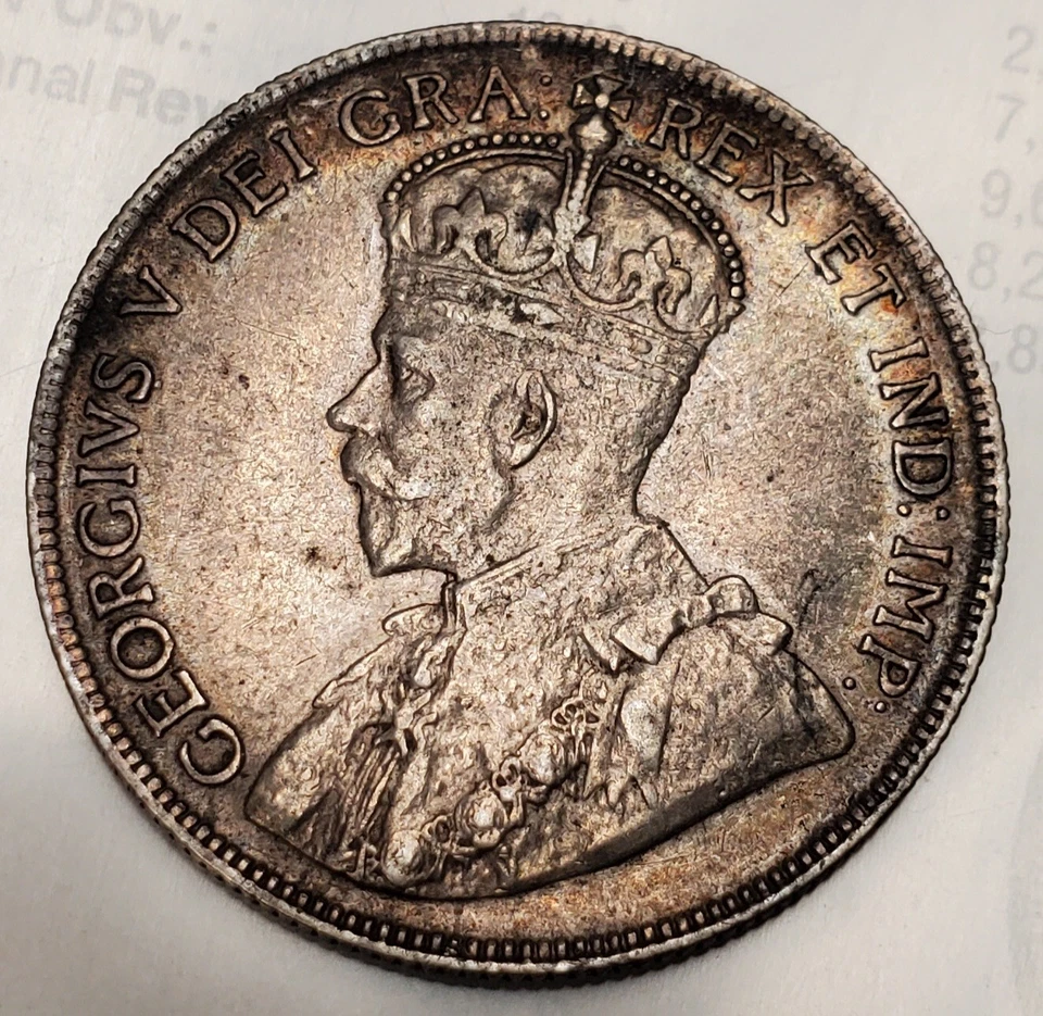 1918 Canada 50 Cents AU World Silver Coin Toned  - Image 1 of 2
