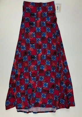 Maxi Falda Lularoe Rosa Oscuro Azul Flores Estampado Floral Talla XS  Foto 1 de 4