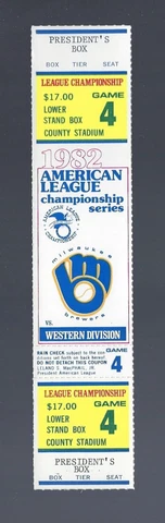 MARK BROUHARD HOME RUN - VINTAGE 1982 ALCS ANGELS @ BREWERS FULL TICKET GAME #4 Cover
