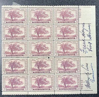 772 Signed Plate Blocks Of 3 Cent Stamp Celebrating 100 Year Of Connecticut - Image 1 of 3