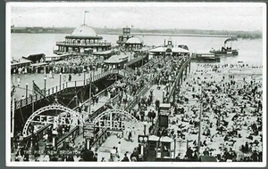 POSTAL DE SAN VALENTÍN C1930 UN MUELLE EMBALADO EN NEW BRIGHTON CHESHIRE C1930 - Imagen 1 de 2