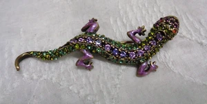 Nachlass LILA Swarovski Kristalle JAY STRONGWATER Schmuck SALAMANDER Eidechse Pin - Bild 1 von 7